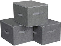 SONGMICS Összecsukható tárolódobozok cipzárral 3db, szürke 40x30x25cm
