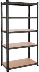 SONGMICS Polcos állvány, 120kg polconkénti teherbírással, fekete 200x100x50cm - edeco