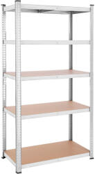 SONGMICS Polcos állvány, 120kg polconkénti teherbírással, ezüst 200x100x50cm