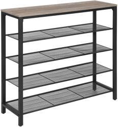 VASAGLE Cipőtároló polc 4 fém hálós polccal, greige 100x30x92cm