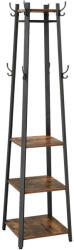 VASAGLE Álló ruhafogas polcokkal akasztókkal, rusztikus barna