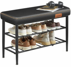 VASAGLE ECHO cipőpad 2 szintes, műbőr borítás, fekete, 30 x 80 x 50 cm