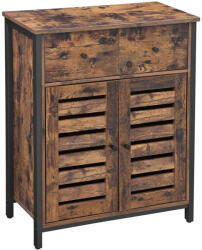 VASAGLE Komód két ajtóval és fiókokkal, rusztikus barna 68x30x80cm