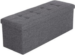 SONGMICS Összecsukható vászon tárolópuff, sötétszürke 110x38x38cm
