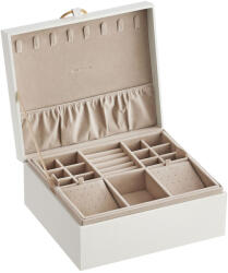 SONGMICS Ékszerdoboz, 2 szintes, kivehető ékszertartó tálcával, 20 x 24 x 11 cm, fehér