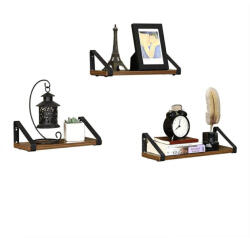 VASAGLE 3 darabos fali polc szett, rusztikus barna 30/35/40cm