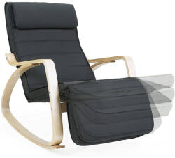 SONGMICS Hintaszék, nyírfából készült pihenő fotel, sötétszürke, natúr