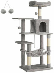 FEANDREA Macska kaparófa, többszintes macskatorony, világosszürke 55x45x143cm