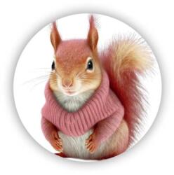  60x60mm-es kör alakú mágnes - mókus pulóverben (MAGNET-60X60-KRUH-24)