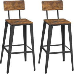 VASAGLE Bárszék 2 db magas konyhai étkező szék szögletes, rusztikus barna