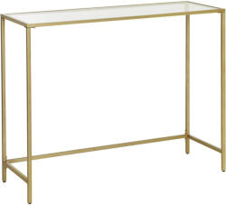 VASAGLE Konzolasztal fém vázzal edzett üveglappal, arany 100x35x80cm