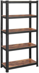 SONGMICS Polcos állvány, salgópolc, 130kg polconkénti teherbírással, fekete 150x75x30cm