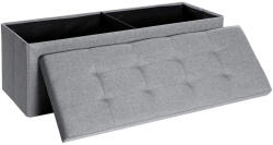 SONGMICS Összecsukható vászon tárolópuff, szürke 110x38x38cm