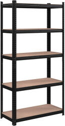 SONGMICS Polcos állvány, 175kg polconkénti teherbírással, fekete, barna 180x90x40cm - edeco
