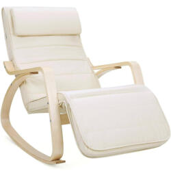 SONGMICS Hintaszék, nyírfából készült pihenő fotel, bézs - edeco