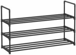 SONGMICS Cipőtartó polc 3 szintes fém vázzal, fekete 92x30x55cm
