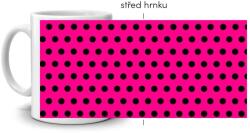  Fehér kerámia bögre 330ml képpel - rózsaszín, fekete pöttyökkel (HRNEK-90X82-BILY-136)