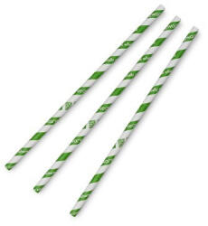 Vegware Lebomló papír szívószál, 8 mm, zöld csíkos | 150 db/csomag