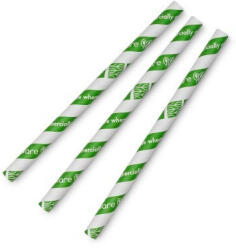 Vegware Lebomló papír szívószál, 10 mm, zöld csíkos | 80 db/csomag