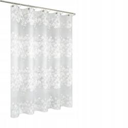  Vízálló Zuhanyfüggöny Vastag Fehér Lótusz Mintával 180×200 CM
