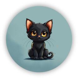  65x65mm kör mágnes - fekete macska (MAGNET-65x65-KRUH-31)