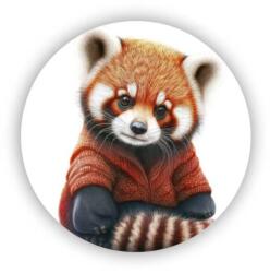  60x60mm-es kör alakú mágnes - vörös panda pulóverben (MAGNET-60X60-KRUH-28)
