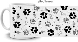  Fehér kerámia bögre 330ml képpel - kutyamancsok (világos téma) (HRNEK-90X82-BILY-457)