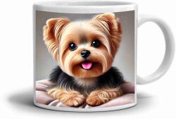  Fehér kerámia bögre 330ml képpel - kis yorkshire mosoly (HRNEK-90X82-BILY-215)