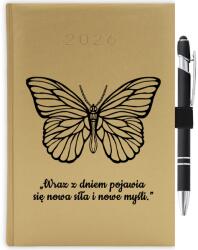  Naptár 2026 Arany Új Erő Motiváló Ajándék Radír Toll Tartó (KALENDARZ A5 2026 TERMINARZ NOWA SIŁA)