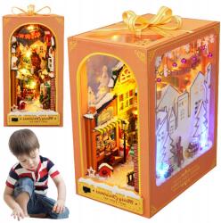  3D Puzzle Könyvtámasz Diy Miniatűr Házikó Led 18 15 9 8CM (231012SU02-2Q)