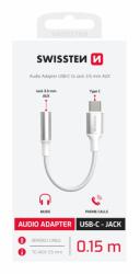 Audió reduktor Swissten textil USB-C/JACK (female) 0, 15 m - fehér (73502312)
