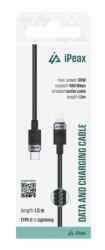  iPEAX Textil kábel USB-C / villám 1, 5 m, USB 2.0 - fekete (90010106)