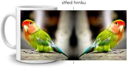  Fehér kerámia bögre 330ml képpel - zöld agapornis papagáj (HRNEK-90X82-BILY-401)