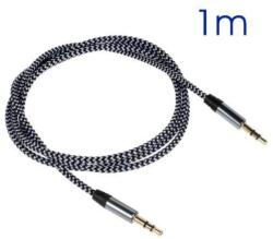  1m fonott audio jack/jack hosszabbító kábel - fekete (10140125A)