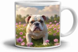  Fehér kerámia bögre 330ml képpel - bulldog a réten (HRNEK-90X82-BILY-181)