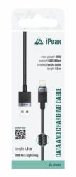  iPEAX Textil kábel USB-A / villám 1 m, USB 2.0 - fekete (90010104)