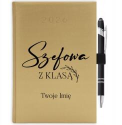  Naptár 2026 Arany Ajándék Név Erős Nő Fogantyú Radír Toll (KALENDARZ A5 2026 TERMINARZ SILNA KOBIETA)