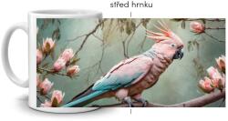 Fehér kerámia bögre 330ml képpel - elegáns inka kakadu (HRNEK-90X82-BILY-402)