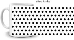  Fehér kerámia bögre 330ml képpel - fekete-fehér pöttyös minta (HRNEK-90X82-BILY-342)