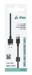  iPEAX textil kábel USB-A / USB-C 1M, USB 2.0 - fekete (90010103)