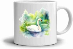  Fehér kerámia bögre 330ml képpel - nyugodt hattyú (HRNEK-90X82-BILY-332)