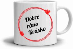  Fehér kerámia bögre 330ml képpel - jó reggelt szépség (piros változat) (HRNEK-90X82-BILY-441)