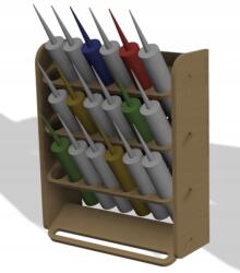  Akasztó Tubusrendező Szilikon Ragasztóval 21 Lyuk (500x150x430) (ORGANIZER NA TUBKI Z SILIKONEM - 21)