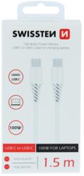 SWISSTEN adat/töltő kábel TPE USB-C/USB-C 5A 100W 1.5m - Fehér (71506520)