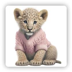  65x65mm-es négyzet alakú mágnes - Oroszlánkölyök pulóverben (MAGNET-65X65-CTVEREC-29)