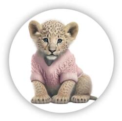  65x65mm kör alakú mágnes - oroszlánkölyök pulóverben (MAGNET-65X65-KRUH-29)