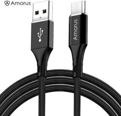 AMS fonott micro USB kábel töltéshez és szinkronizáláshoz / 1m - fekete (801203148A)