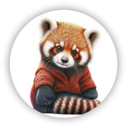  65x65mm kör alakú mágnes - vörös panda pulóverben (MAGNET-65X65-KRUH-28)
