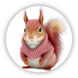  65x65mm-es kör alakú mágnes - mókus pulóverben (MAGNET-65X65-KRUH-24)