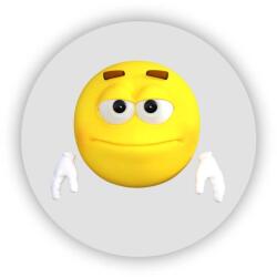  65x65 mm-es kör alakú mágnes - mosolygós arc merev tekintettel (MAGNET-65x65-KRUH-77)